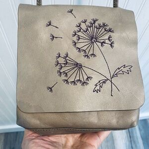 Minimalist Stylish embroidered Dandelion Seed Design  Leather Bag by Hobo